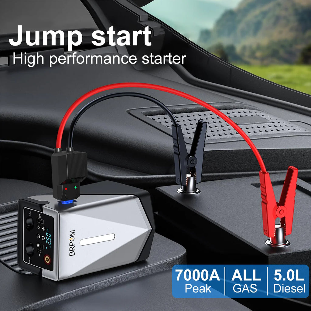 Car Jump Starter & Air Pump – Portable Battery Booster with LED Light