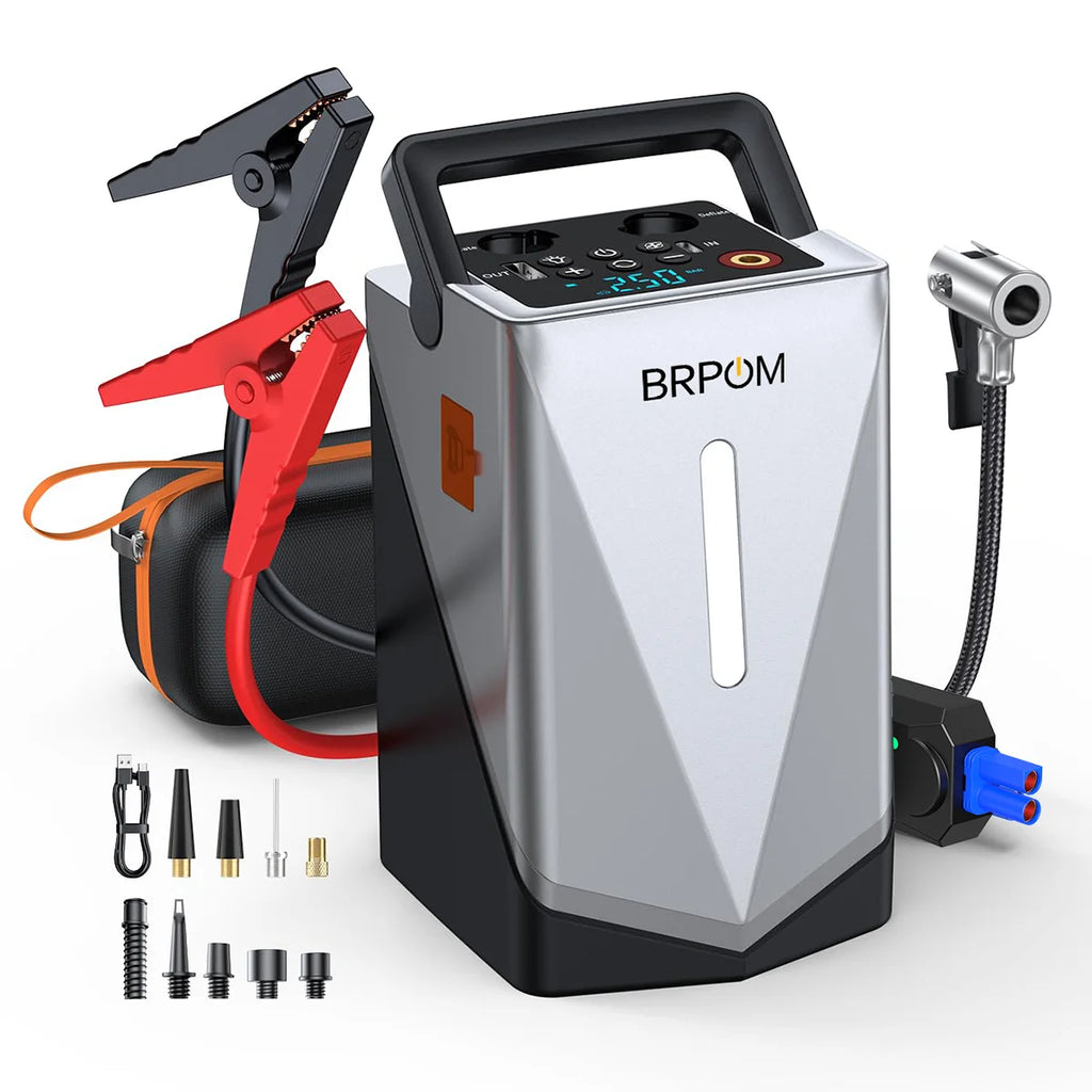 Car Jump Starter & Air Pump – Portable Battery Booster with LED Light