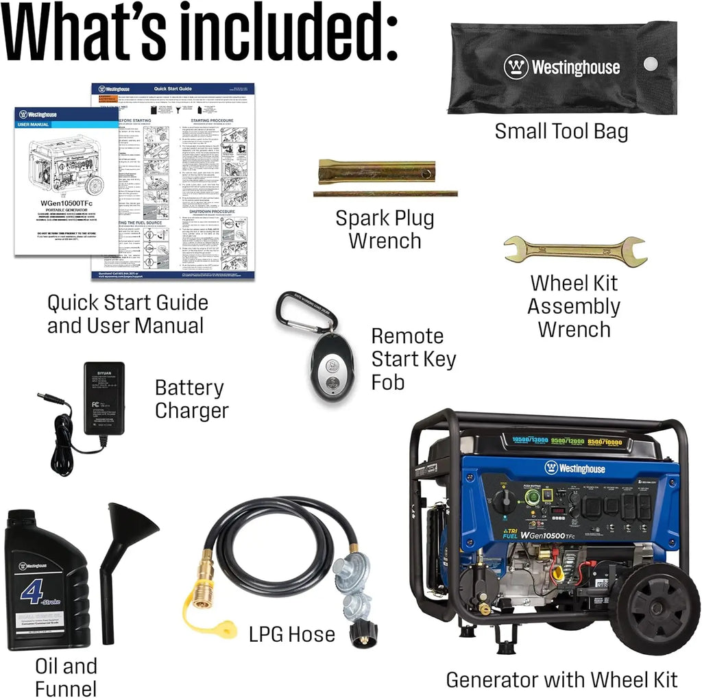 3500W Portable Tri-Fuel Generator – Gas/Propane, Remote Start, Backup Power
