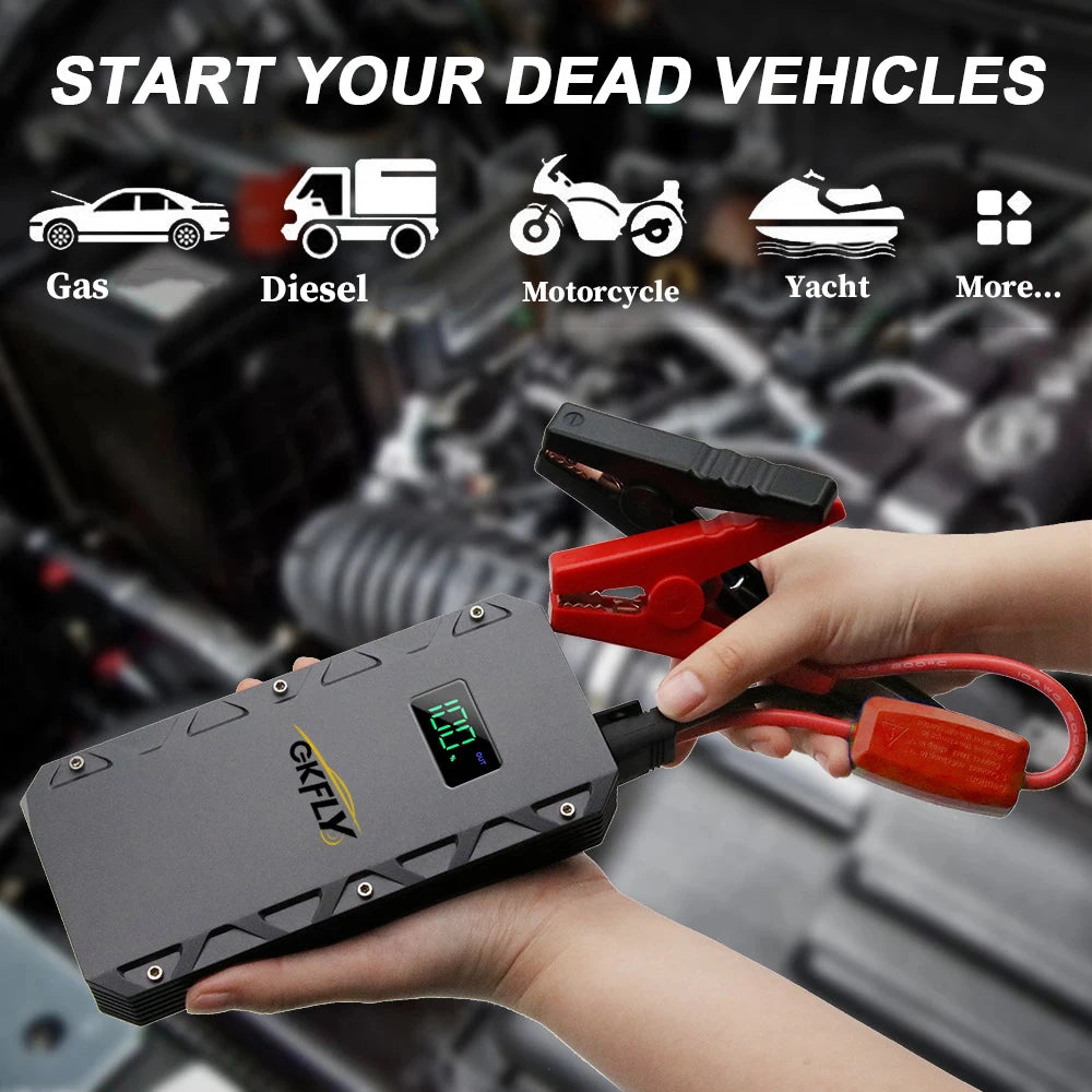GKFLY 4000A Car Jump Starter – Portable 12V Power Bank & Battery Booster