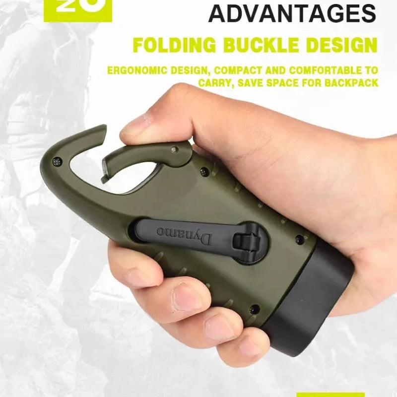 3LED Hand Crank Solar Flashlight – Portable Outdoor Emergency Lamp