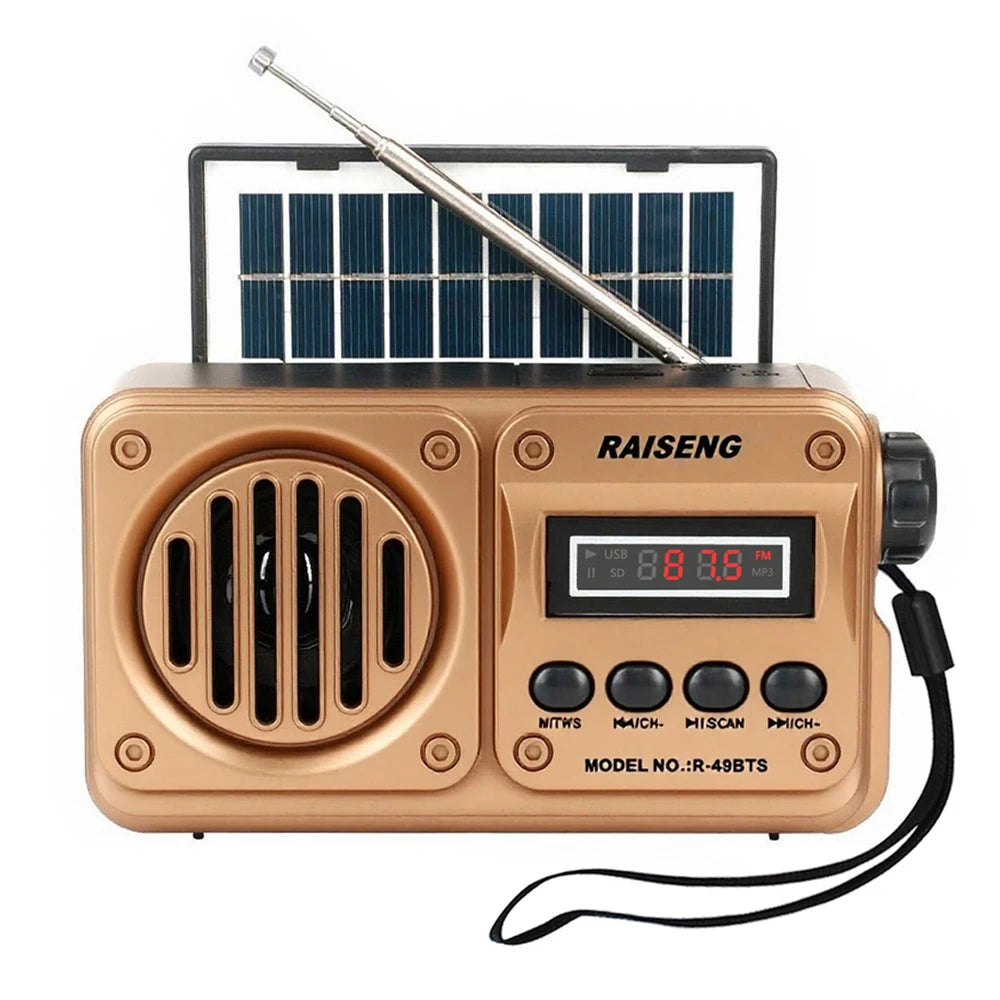Portable Solar Bluetooth Speaker – FM Radio, USB/TF Player, Outdoor Wireless Speaker