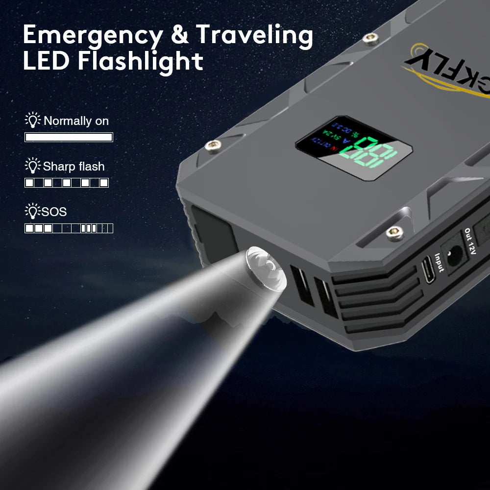 GKFLY 4000A Car Jump Starter – Portable 12V Power Bank & Battery Booster