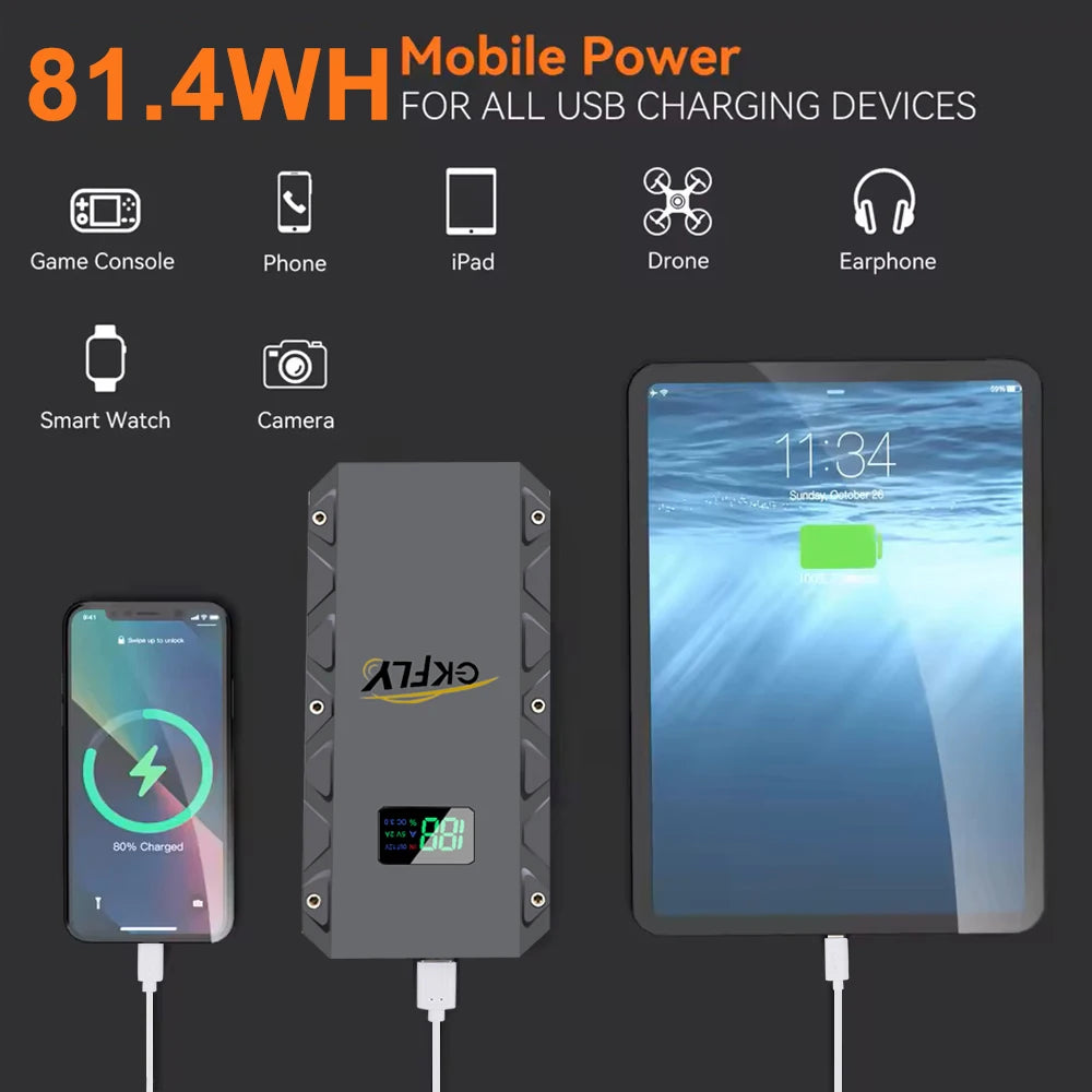 GKFLY 4000A Car Jump Starter – Portable 12V Power Bank & Battery Booster