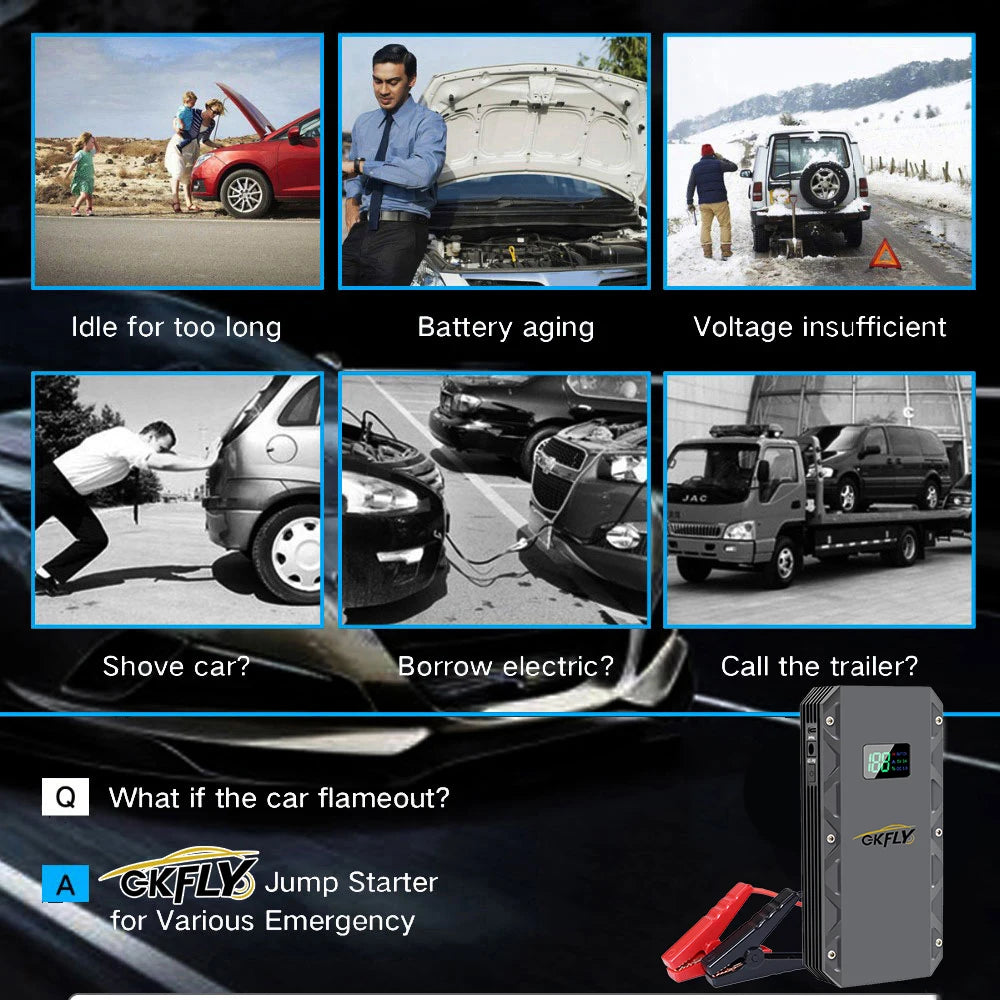 GKFLY 4000A Car Jump Starter – Portable 12V Power Bank & Battery Booster